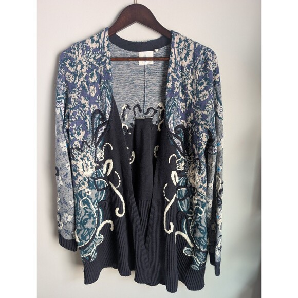 Anthropologie HWR Emma Cardigan Sweater M Wool Embroidered Floral Cottagecore - Picture 1 of 15